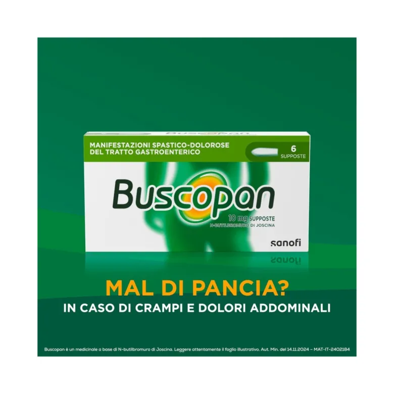Buscopan Per Mal di Pancia Crampi Dolori Addominali 6 Supposte