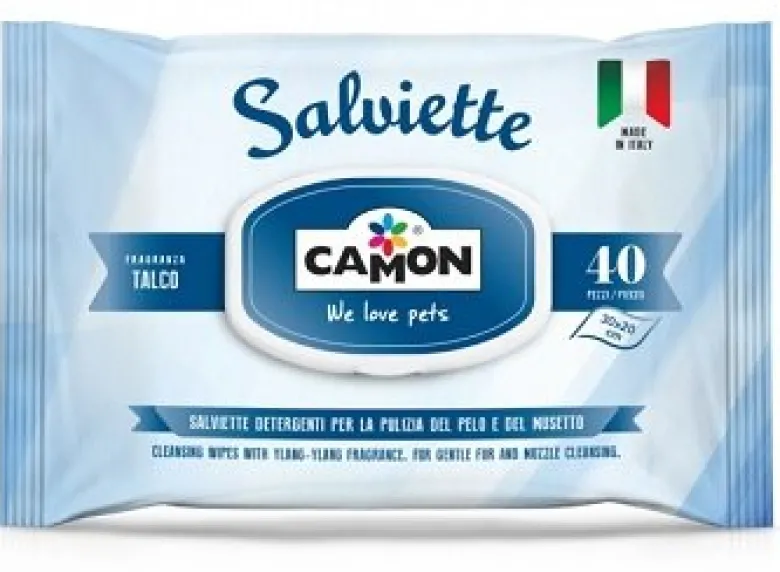 Camon Salviette Detergenti Per Cani E Gatti Talco 40 Pezzi
