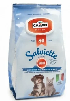 Camon Salviette Fragranza Ambra Per Cani/Gatti 80 Pezzi