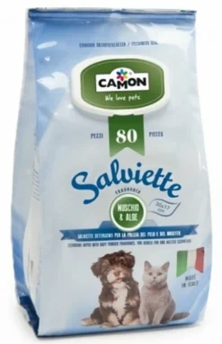 Camon Salviette Muschio&Aloe Per Cani/Gatti 80 Pezzi