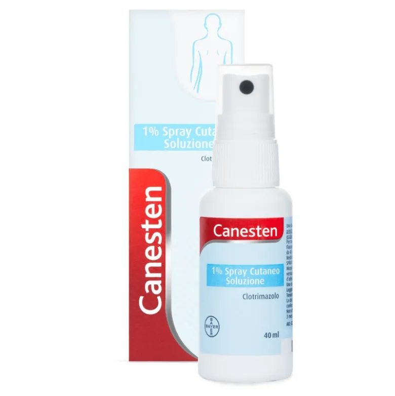 Canesten Spray cutaneo per Funghi e Micosi con Clotrimazolo 1% Antimicotico Antifungino Flacone 40ml