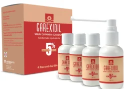 Carexidil 5% Spray Cutaneo Soluzione, 4 Flaconi in Hdpe da 60 ml con Pompa Dosatrice