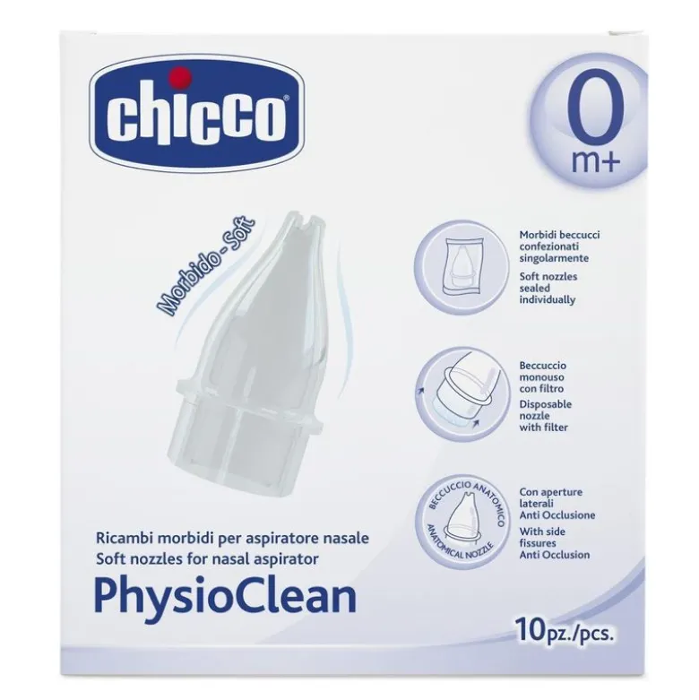 Chicco Physioclean Ricambi morbidi per Aspiratore Nasale Physioclean 10 pezzi
