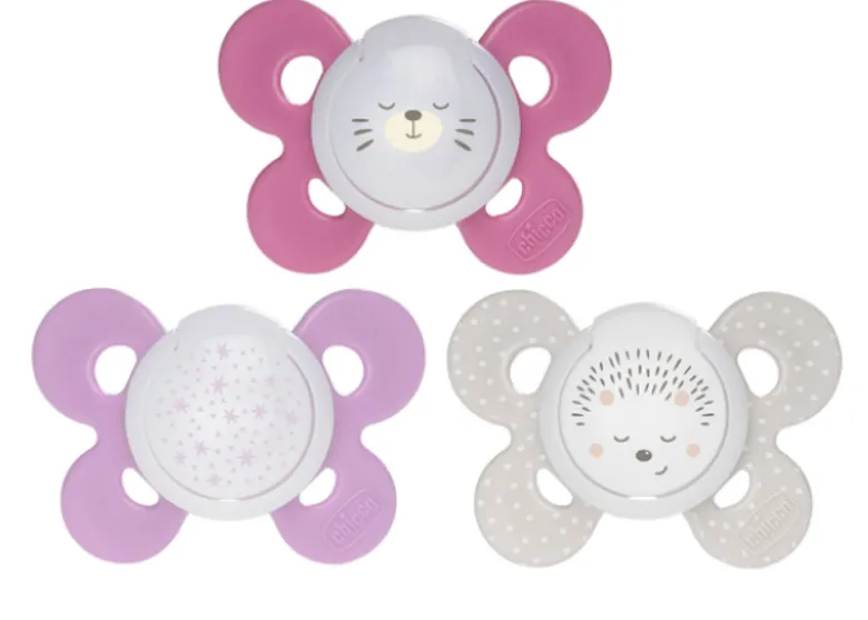 Chicco Physio ComfortNight Succhietti Silicone 16-36m Rosa 2 Pezzi