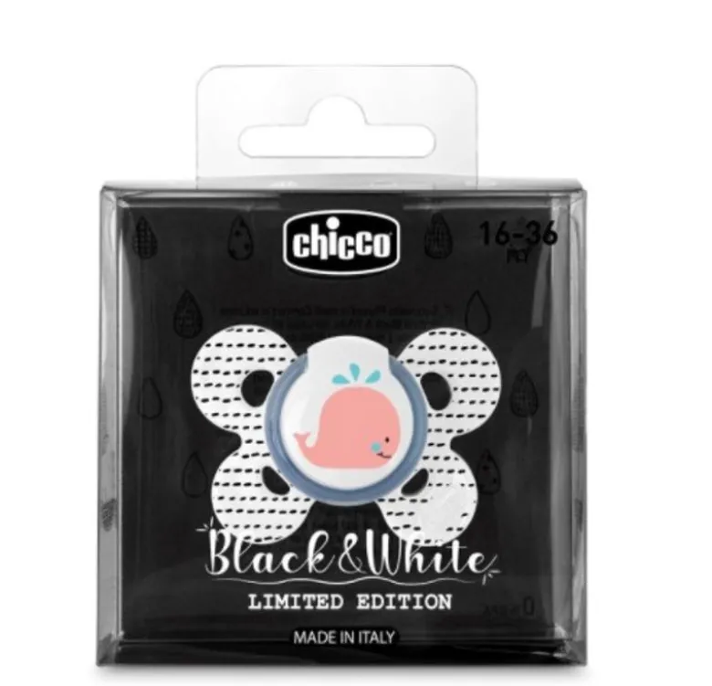 Chicco PhysioForma Succhietto Comfort Black&White Limited Edition 16-36m 1 pezzo fantasie assortite