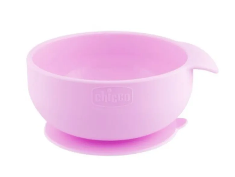 Chicco Take Eat Easy Ciotola in silicone con ventosa colore rosa 1 pezzo 6m+