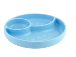 Chicco Take Eat Easy Piatto a scomparti in silicone con ventosa colore azzurro 1 pezzo 12m+