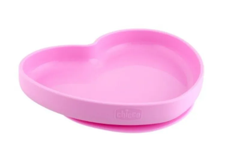 Chicco Take Eat Easy Piatto Cuore in Silicone con Ventosa colore rosa 1 pezzo 9m+
