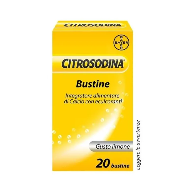 Citrosodina Effervescente Integratore Alimentare Digestivo con Calcio al Limone 20 Bustine