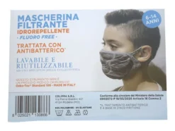 Colipra Mascherina Filtrante Idrorepellente Lavabile 6-14 Anni Bambino colore grigio 1 pezzo