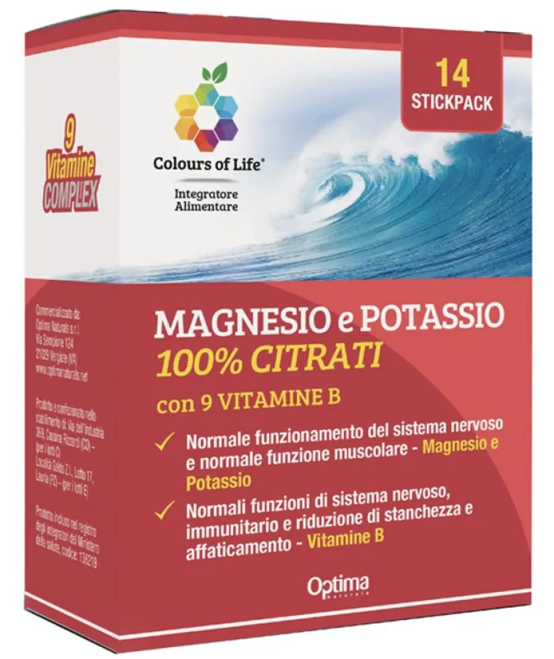 Colours Of Life Magnesio E Potassio 100% Citrati Con 9 Vitamina B 14 Stickpack