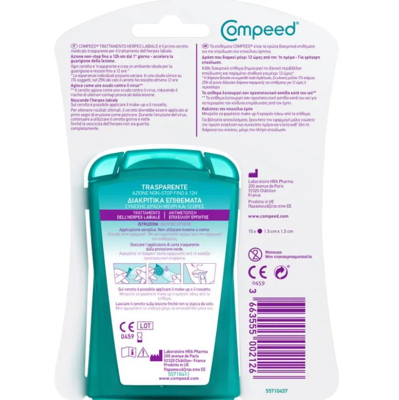 Compeed Herpes Labiale 15 Pezzi - Sollievo Immediato e Discreto