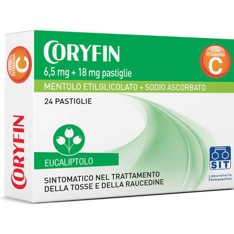 Coryfin C tosse e raucedine 24 caramelle mentolo gusto mentolo eucalipto