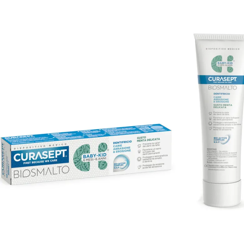 Curasept biosmalto dentifricio baby kid gusto menta 6 mesi -6anni 50ml