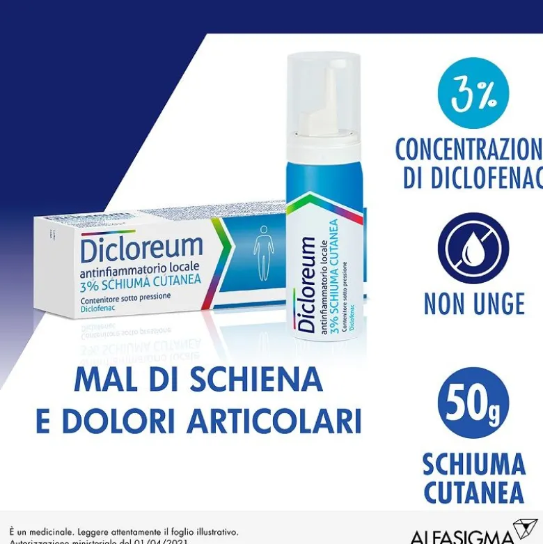 Dicloreum Antinfiammatorio Locale 3% Schiuma 50g