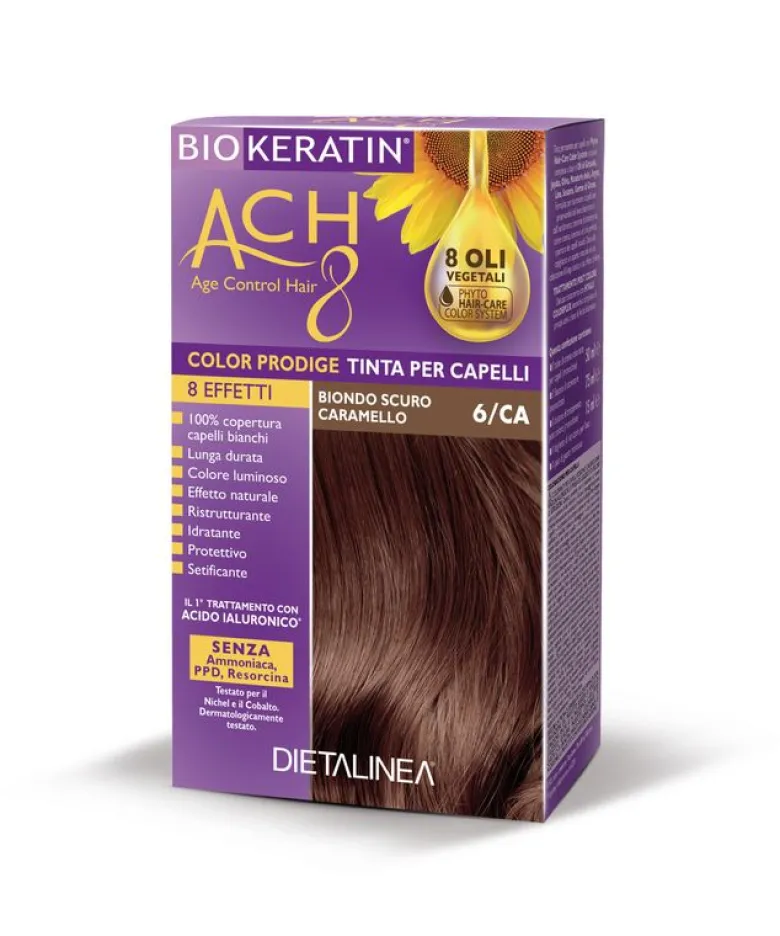 Dietalinea biokeratin ach8 tinta per capelli 6/ca biondo scuro caramello