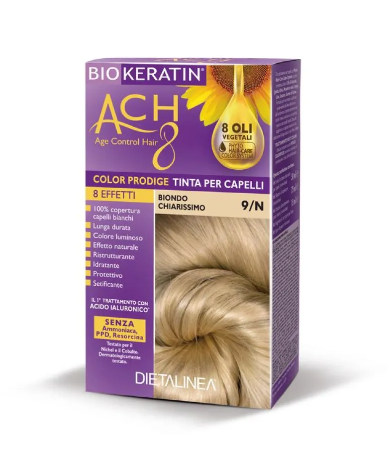 Dietalinea biokeratin ach8 tinta per capelli 9/n biondo chiarissimo