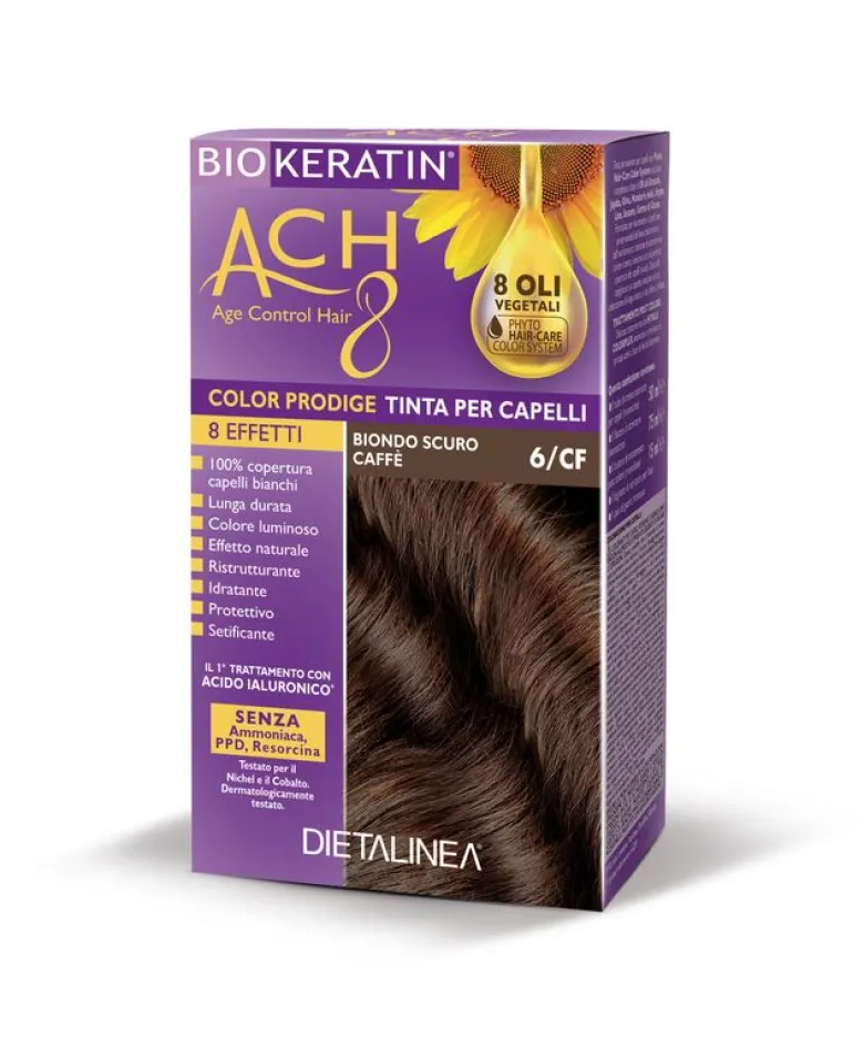 Dietalinea biokeratin ach8 tinta per capelli 6/cf biondo scuro caffe'