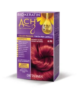 Dietalinea biokeratin ach8 tinta per capelli 6/ri biondo scuro rosso intenso
