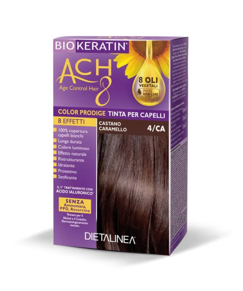 Dietalinea biokeratin ach8 tinta per capelli 4/ca castano caramello