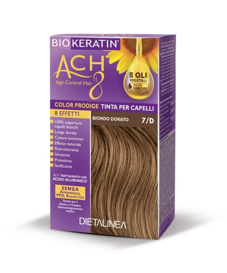 Dietalinea biokeratin ach8 tinta per capelli 7/d biondo dorato
