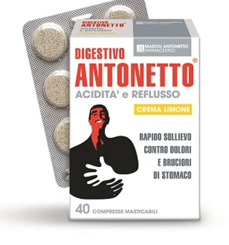 Digestivo Antonetto acidità e reflusso crema limone 40 compresse masticabili