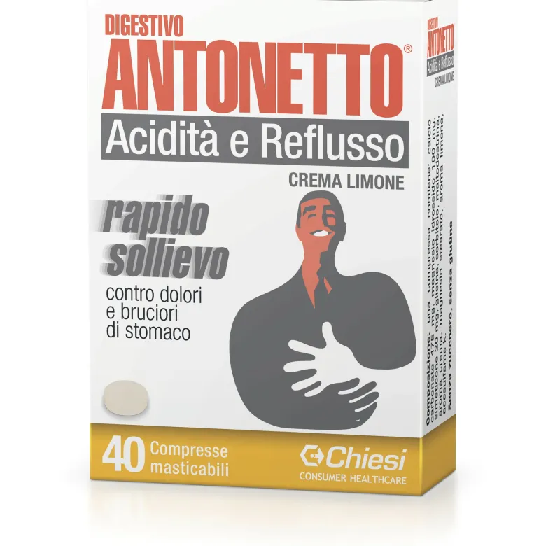Digestivo Antonetto acidità e reflusso crema limone 40 compresse masticabili