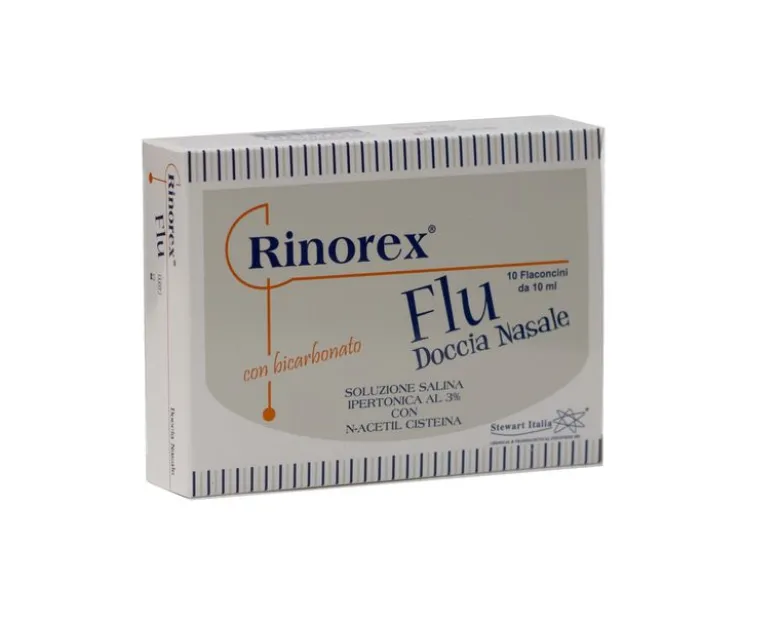 Doccia Nasale Rinorex Flu 10x10ml Sollievo e Pulizia Nasale
