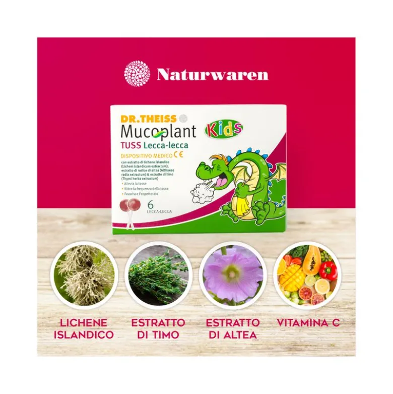 Dr Theiss Mucoplant Tuss Kids Lecca Lecca allevia la tosse 6 pezzi