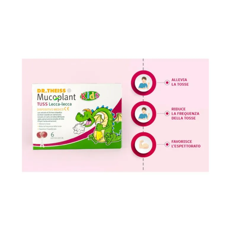 Dr Theiss Mucoplant Tuss Kids Lecca Lecca allevia la tosse 6 pezzi