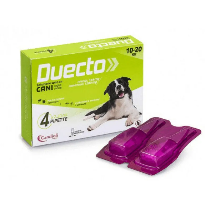 Duecto Spot On antiparassitario per cani 10/20kg 4 pipette