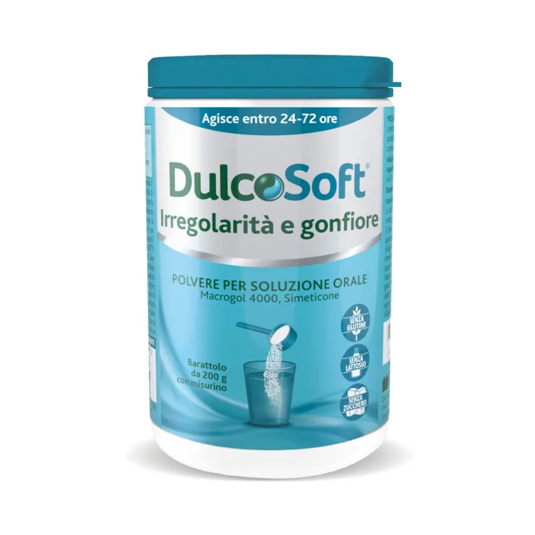 DulcoSoft Irregolarità e Gonfiore Lassativo Macrogol e Simeticone per Stitichezza e Pancia Gonfia 200g