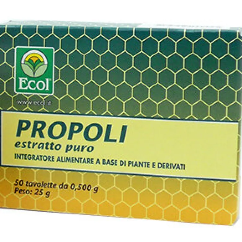 Ecol Propoli estratto puro 50% raffreddore e mal di gola 50 tavolette