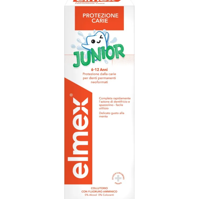 Elmex Collutorio Junior 6-12 anni con fluoruro amminico protegge efficacemente dalla carie 400ml