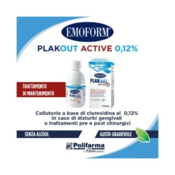 Emoform Plakout Active Collutorio 0,12% trattamento prolungato 200ml
