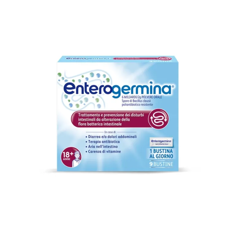 Enterogermina 6 Miliardi Fermenti Lattici Probiotici per Disturbi Intestinali 9 Bustine