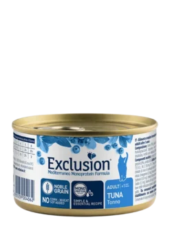 Exclusion Mediterraneo Monoprotein Noble Grain Umido Per Gatti Adulti Al Tonno Lattina 85g