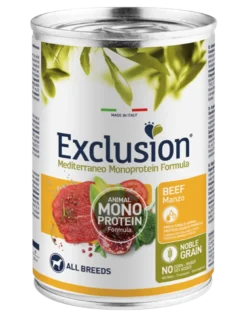 Exclusion Mediterraneo Monoprotein Noble Grain Umido Al Manzo Per Cani Lattina 400g