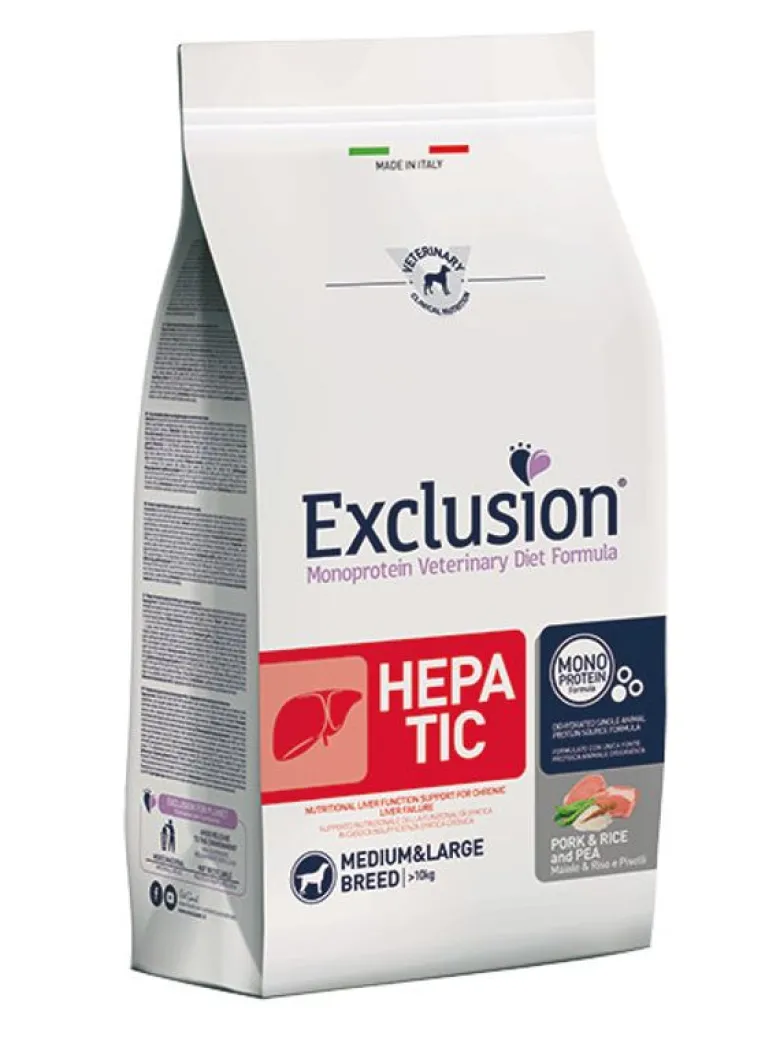 Exclusion Monoprotein Veterinary Diet Formula Hepatic Crocchette Suino/Riso/Piselli Cani Sacco 2kg