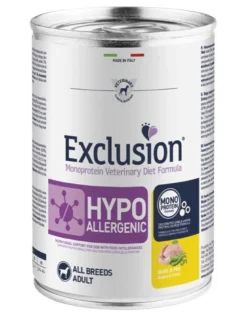 Exclusion Monoprotein Veterinary Diet Formula Hypoallergenic Umido Quaglia/Piselli Cani Lattina 400g