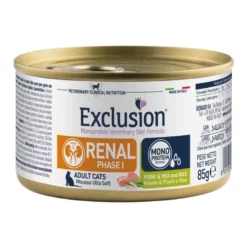 Exclusion Monoprotein Veterinary Diet Formula Renal Phase I Pork & Pea And Rice Cibo Umido Per Gatti 85g
