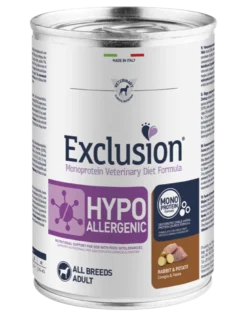 Exclusion Veterinary Diet Formula Hypoallergenic Per Cani Coniglio/Patate Lattina 400g
