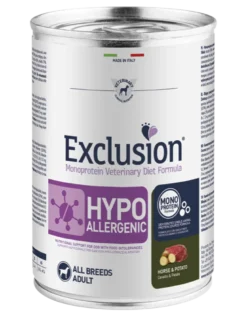 Exclusion Veterinary Diet Formula Hypoallergenic Per Cani Cavallo/Patate Lattina 400g