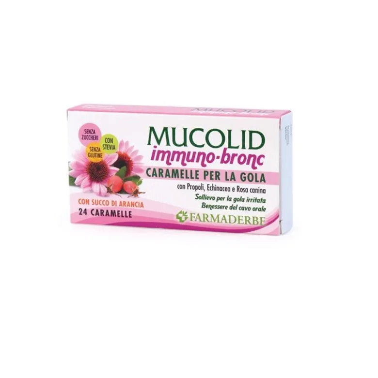Farmaderbe Mucolid Immuno-Bronc 24 caramelle per la gola