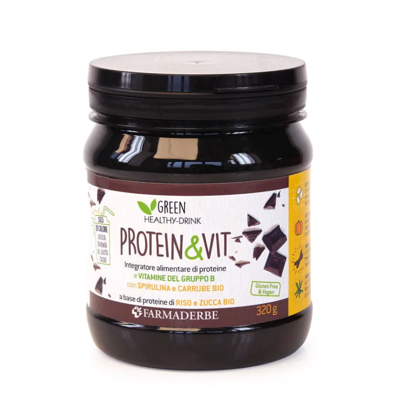 Farmaderbe Protein&Vit a base di proteine di origine vegetale gusto cacao 320g