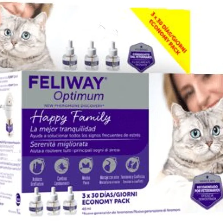 Feliway Optimum Ricarica Diffusore 3x48ml Anti-stress Gatti