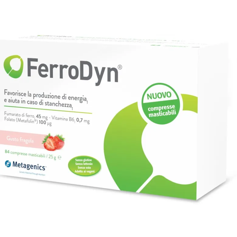 FerroDyn integratore ferro 84 compresse masticabili gusto fragola