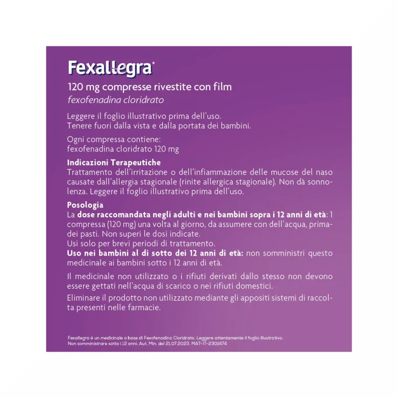 Fexallegra Antistaminico Contro Sintomi Allergia 10 Compresse