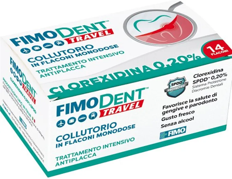 Fimodent Travel 0.20% Clorexidina Collutorio 14 Flaconcini Monodose