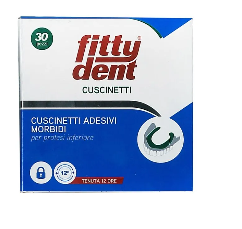 Fittydent Cuscinetti adesivi morbidi per protesi inferiore 30 pezzi